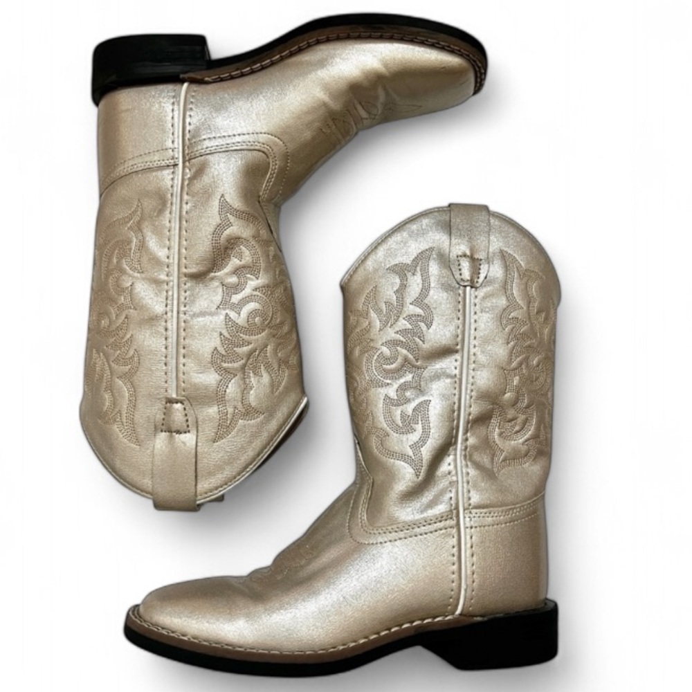 OLD WEST Cowboy Cowgirl Boots VB9171 Pearl Youth 2.5 D - Picture 4 of 8